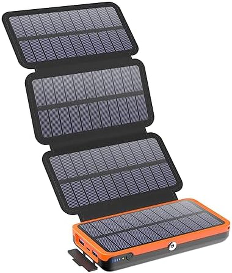 Solar Charger 27000Mah, 22.5W Fast Charging Solar Power Bank 4 Solar Panels Portable Phone Charger PD QC 4.0 USB C External Battery Pack for Iphone Samaung Ipad Outdoor