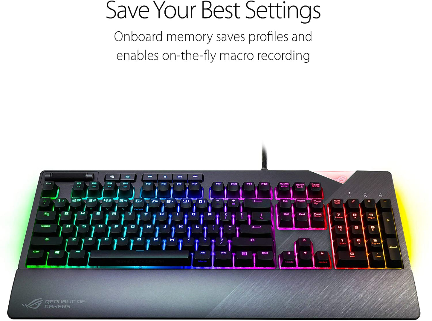 ROG Strix Flare (Cherry MX Brown) Aura Sync RGB Mechanical Gaming Keyboard with Switches, Customizable Badge, USB Pass through and Media Controls