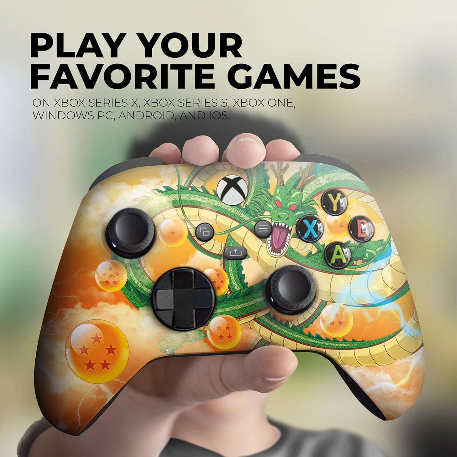 Shenron Draggonballz Custom X-Box Controller Wireless Compatible with X-Box One/X-Box Series X/S Proudly Customized in USA with Permanent HYDRO-DIP Printing (NOT JUST a SKIN)