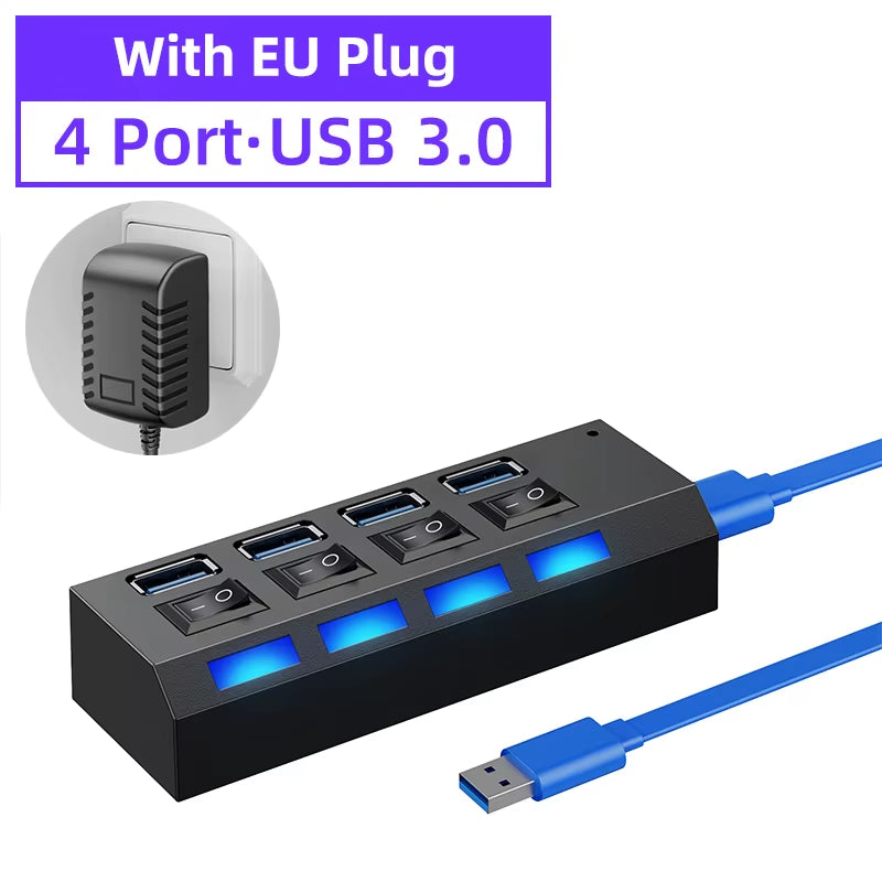 Usb Hub 3 0 Hub Usb Splitter Several Ports Multi Usb Hub 3.0 Hab Power Adapter Extensor Computer Accessories Switch Usb for Home