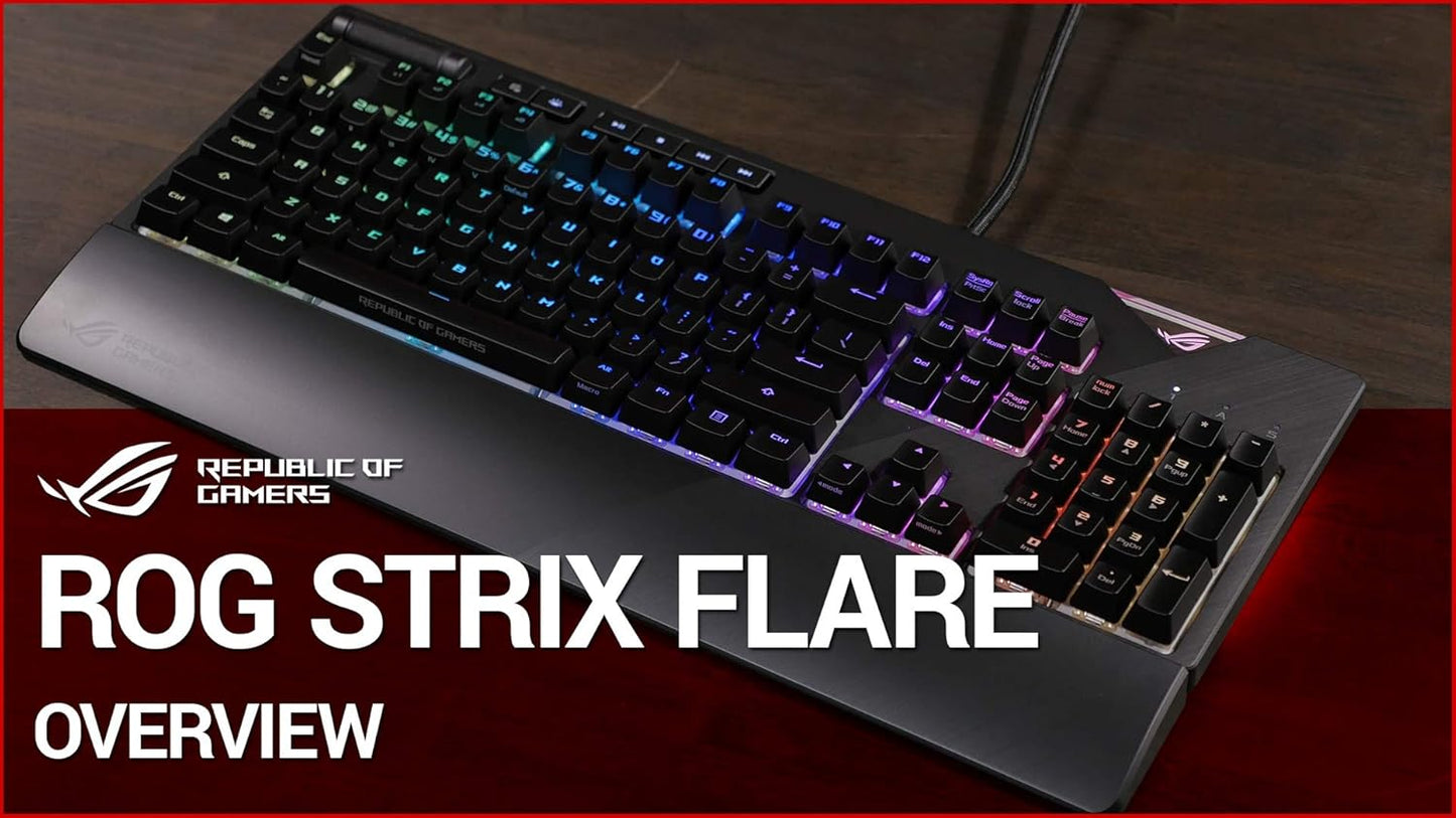 ROG Strix Flare (Cherry MX Brown) Aura Sync RGB Mechanical Gaming Keyboard with Switches, Customizable Badge, USB Pass through and Media Controls