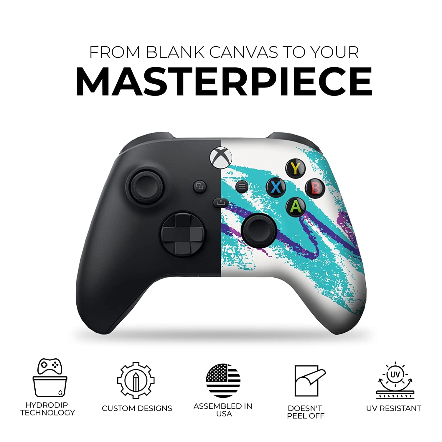 90'S Cup Custom X-Box Controller Wireless Compatible with X-Box One/X-Box Series X/S Proudly Customized in USA with Permanent HYDRO-DIP Printing (NOT JUST a SKIN)