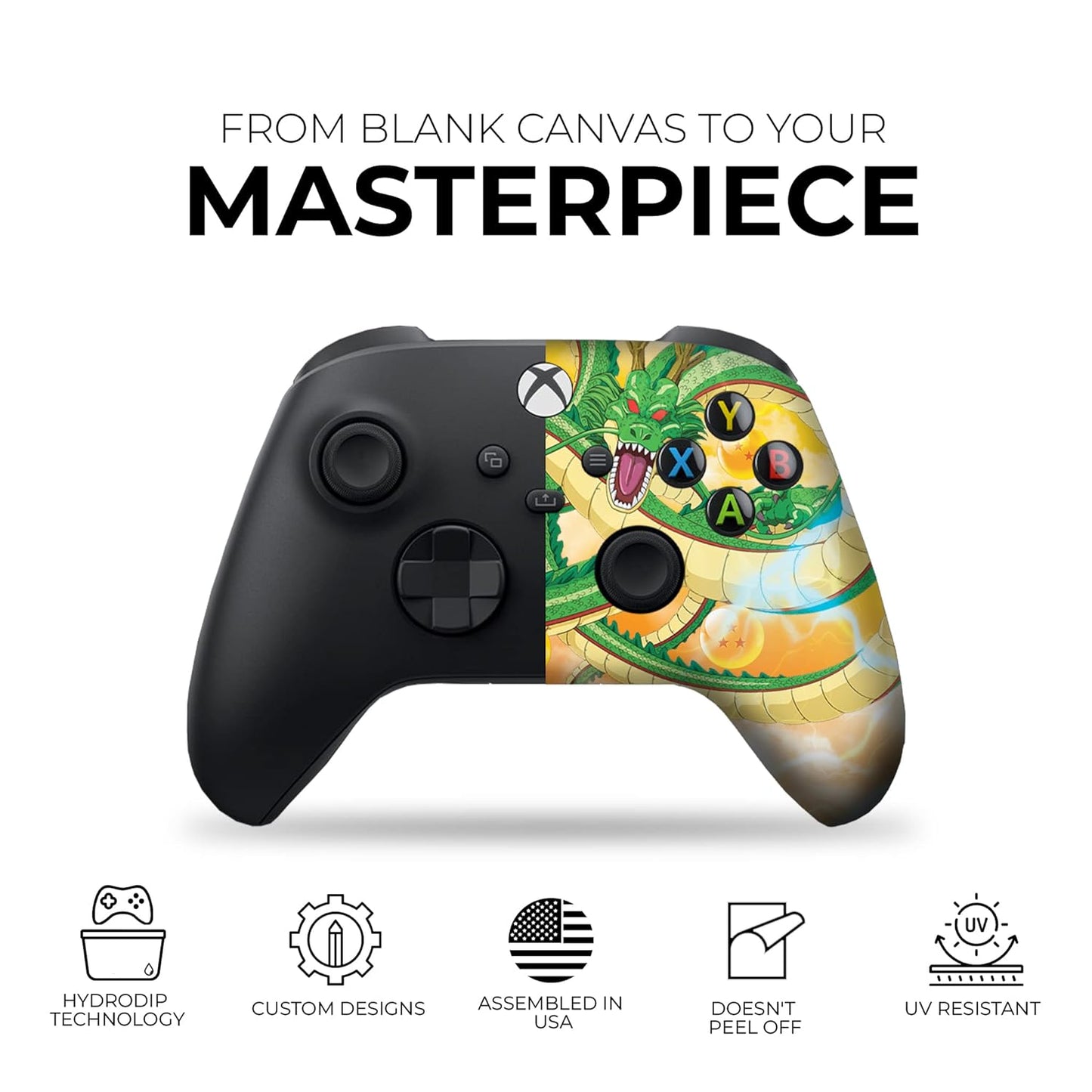 Shenron Draggonballz Custom X-Box Controller Wireless Compatible with X-Box One/X-Box Series X/S Proudly Customized in USA with Permanent HYDRO-DIP Printing (NOT JUST a SKIN)