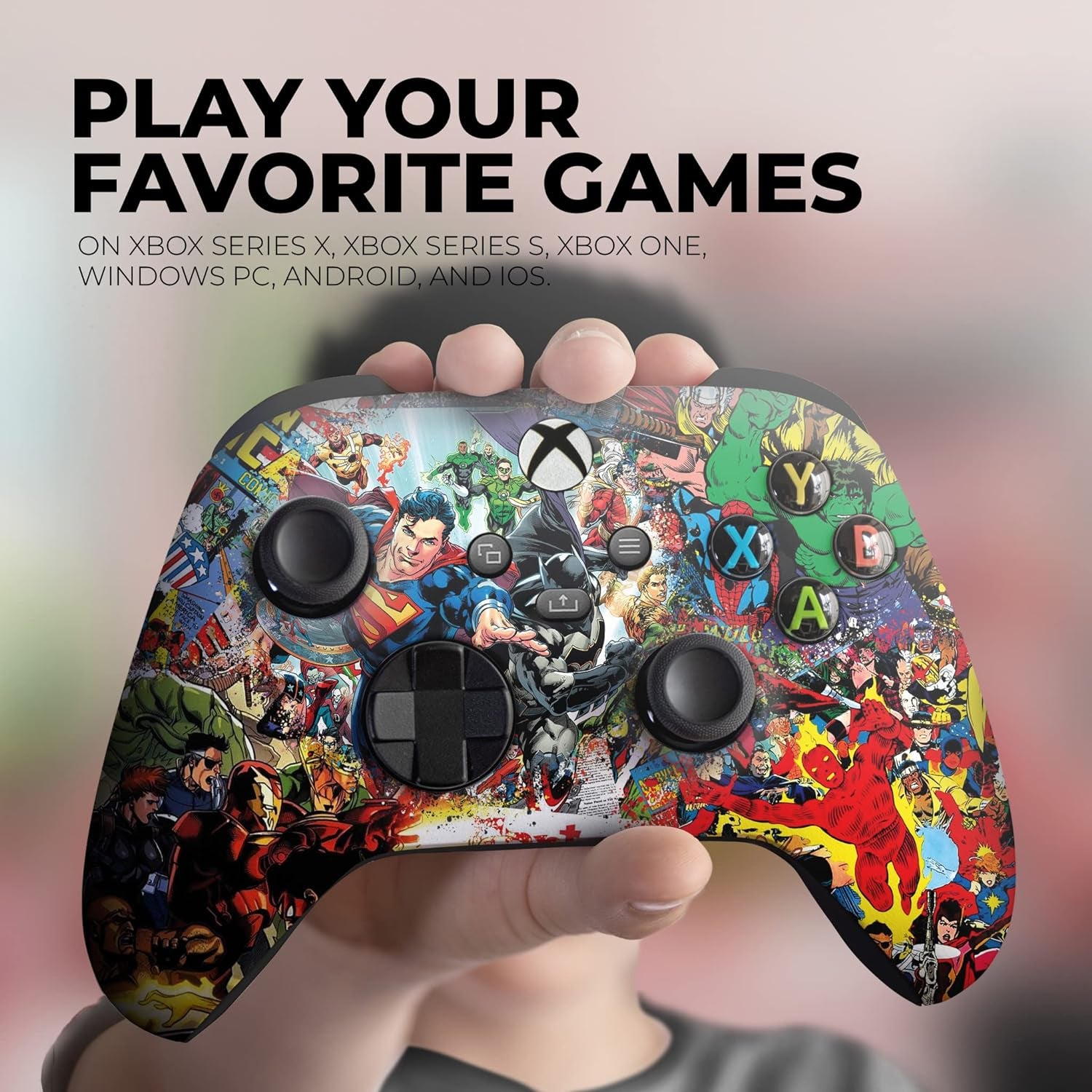 Comics Custom X-Box Controller Wireless Compatible with X-Box One/X-Box Series X/S by  | Proudly Customized in USA with Permanent HYDRO-DIP Printing (NOT JUST a SKIN)