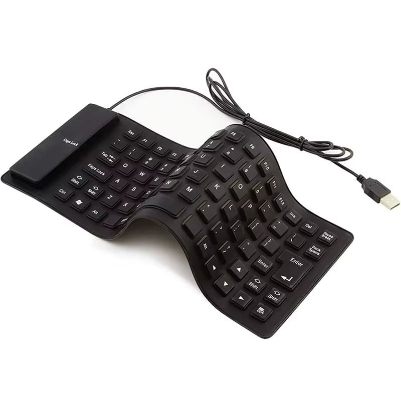 Silicone Mute Soft Keyboard 85-Key Computer Keyboard USB Wired Keyboard Portable Mini Laptop Pc Folding Waterproof Keyboard