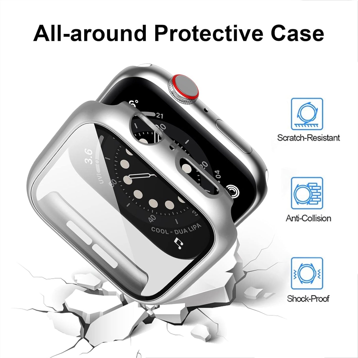 12 Pack Case Compatible for Apple Watch 44Mm SE (2Nd Gen) Series 6 5 4 SE Tempered Glass Screen Protector,  Full Hard PC Scratch Resistant Bumper Protective Cover for Iwatch Accessories