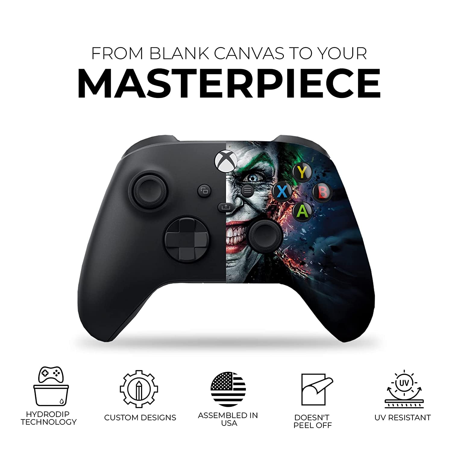 Jokker Custom X-Box Controller Wireless Compatible with X-Box One/X-Box Series X/S Proudly Customized in USA with Permanent HYDRO-DIP Printing (NOT JUST a SKIN)