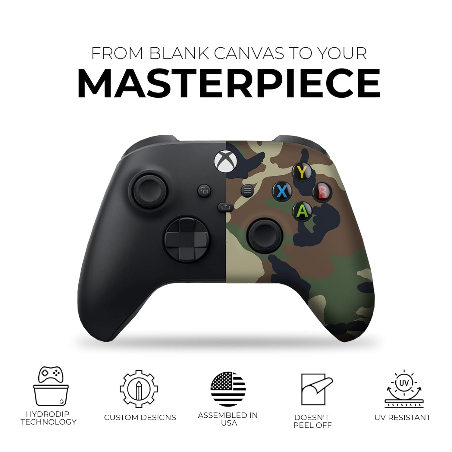 Armmy Camo Custom X-Box Controller Wireless Compatible with X-Box One/X-Box Series X/S Proudly Customized in USA with Permanent HYDRO-DIP Printing (NOT JUST a SKIN)