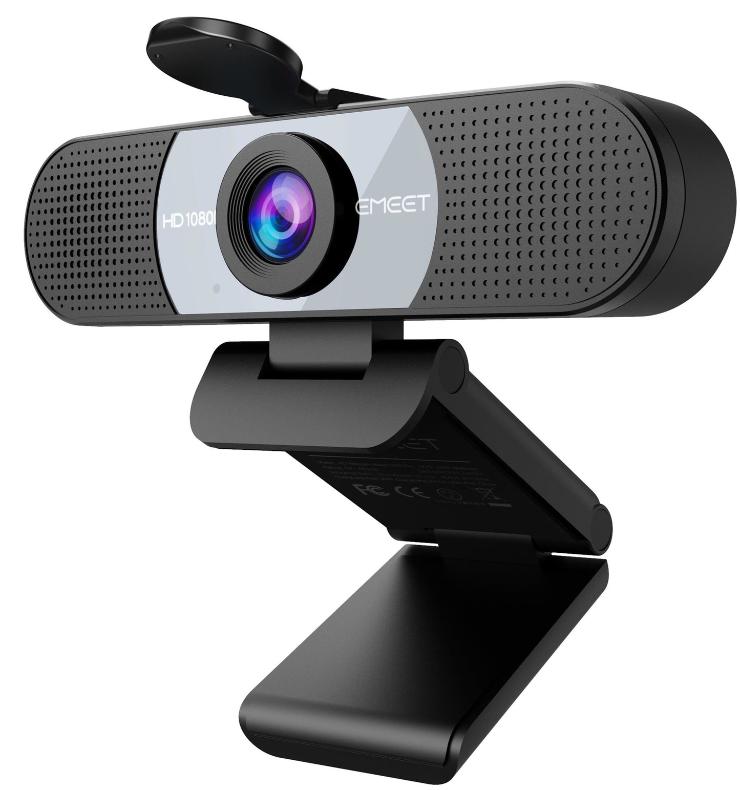 HD 1080P Webcam, 2 Noise-Canceling Mics &Privacy Cover Gray