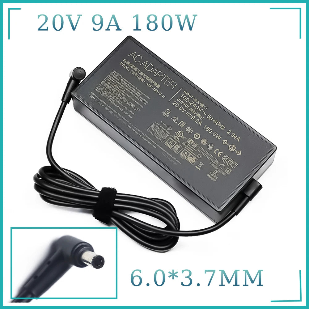 20V 9A 180W 6.0*3.7MM Charger ADP-180TB H Laptop AC Adapter  ROG Zephyrus G14 G15 GA401IV GA502DU TUF505DU FX506L A17