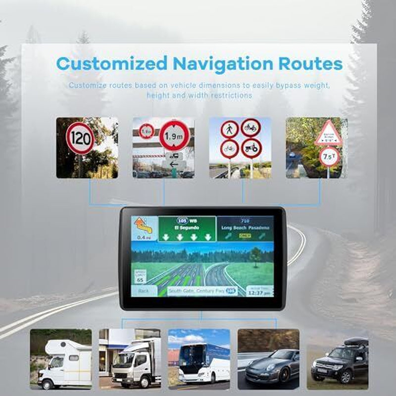 GPS Navigator for Car Truck RV, Latest 2024 Map 7 Inch Touch Screen Car GPS,