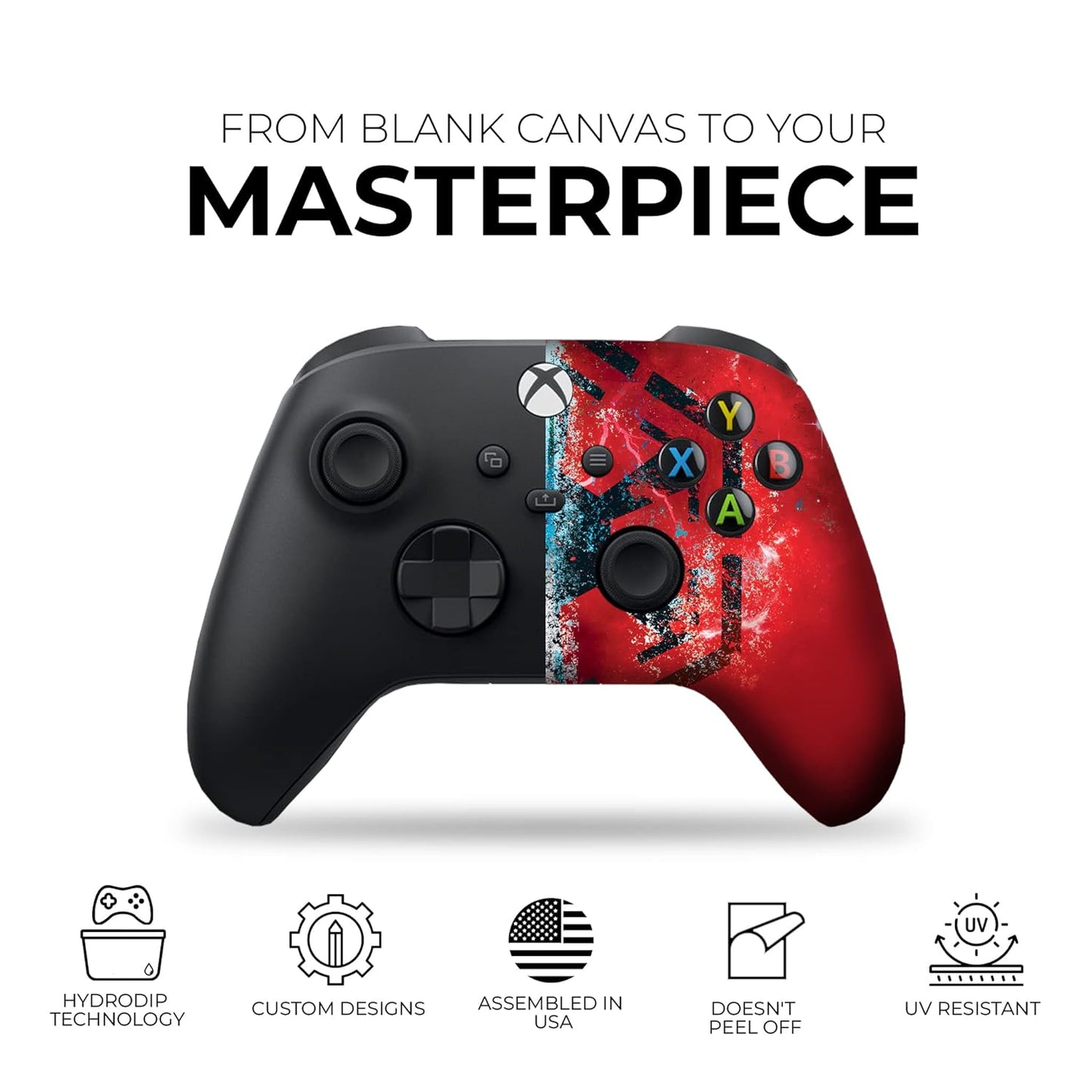 Jeddi Sith Custom X-Box Controller Wireless Compatible with X-Box One/X-Box Series X/S Proudly Customized in USA with Permanent HYDRO-DIP Printing (NOT JUST a SKIN)