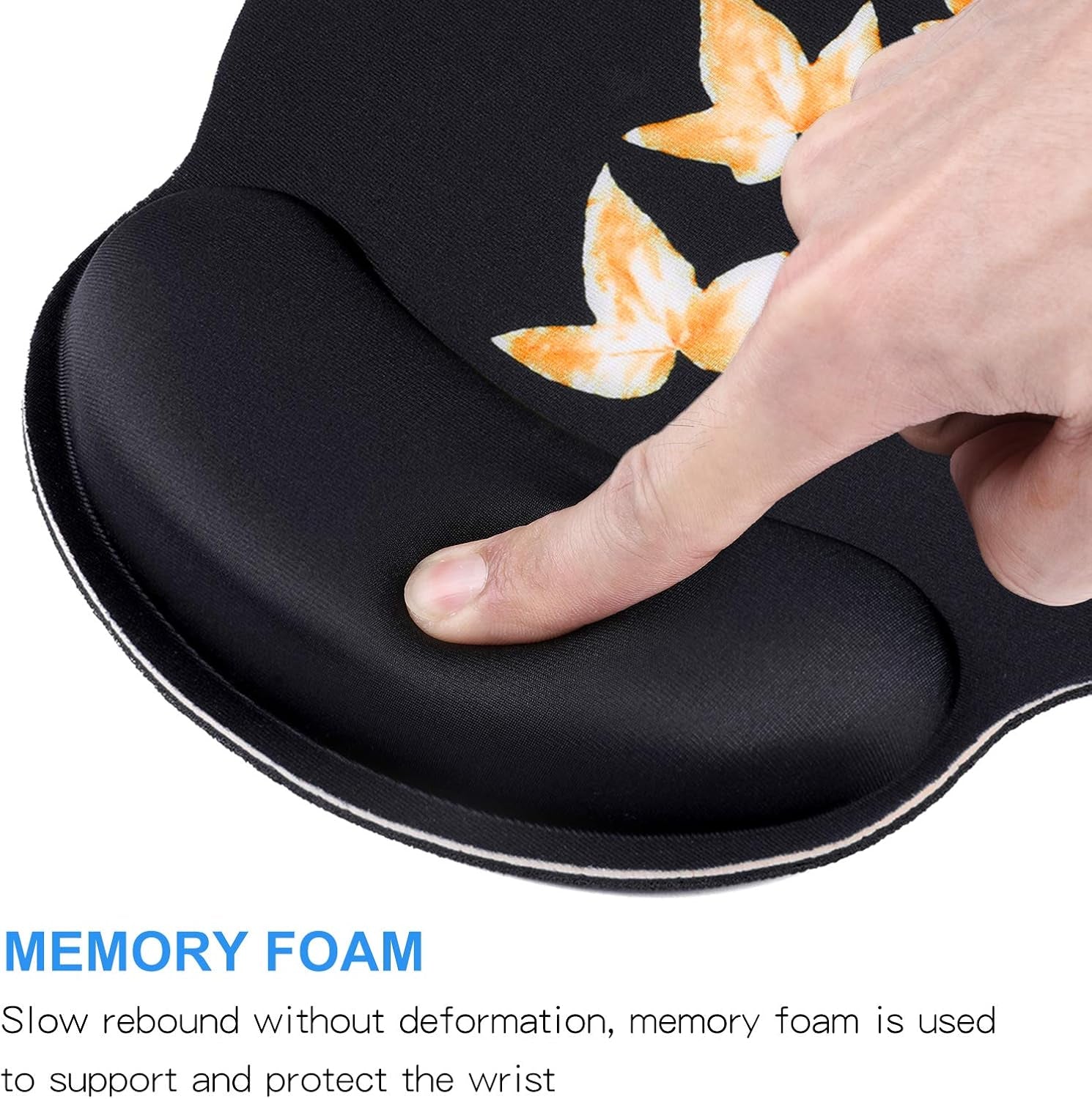 Keyboard Wrist Rest Pad and Mouse Pad Rest Memory Foam, Gaming Mouse Pad with Wrist Support, Ergonomic Wrist Pad for Computer/Laptop/Home/Office/School Key+Mouse Leaves-Cx