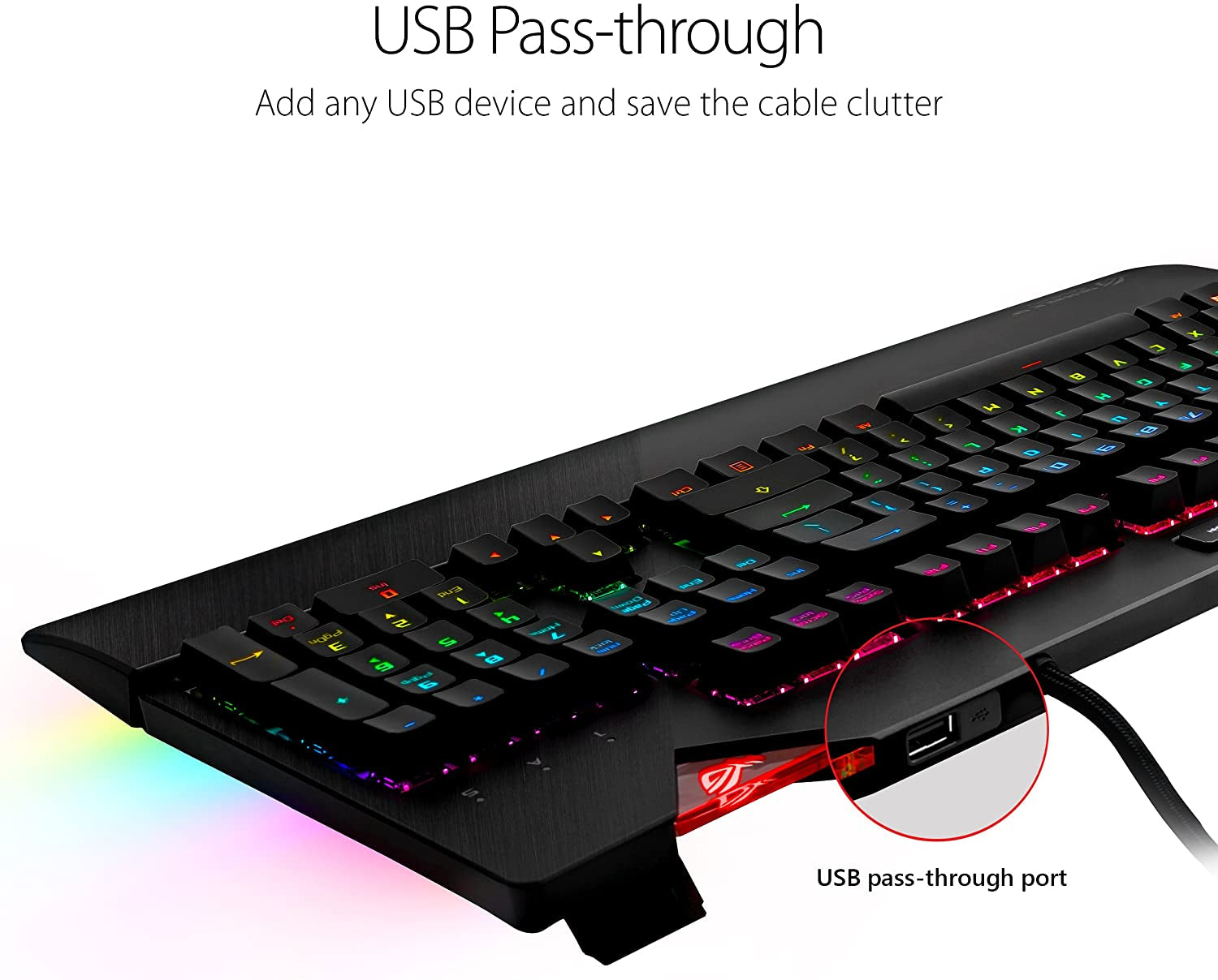 ROG Strix Flare (Cherry MX Brown) Aura Sync RGB Mechanical Gaming Keyboard with Switches, Customizable Badge, USB Pass through and Media Controls