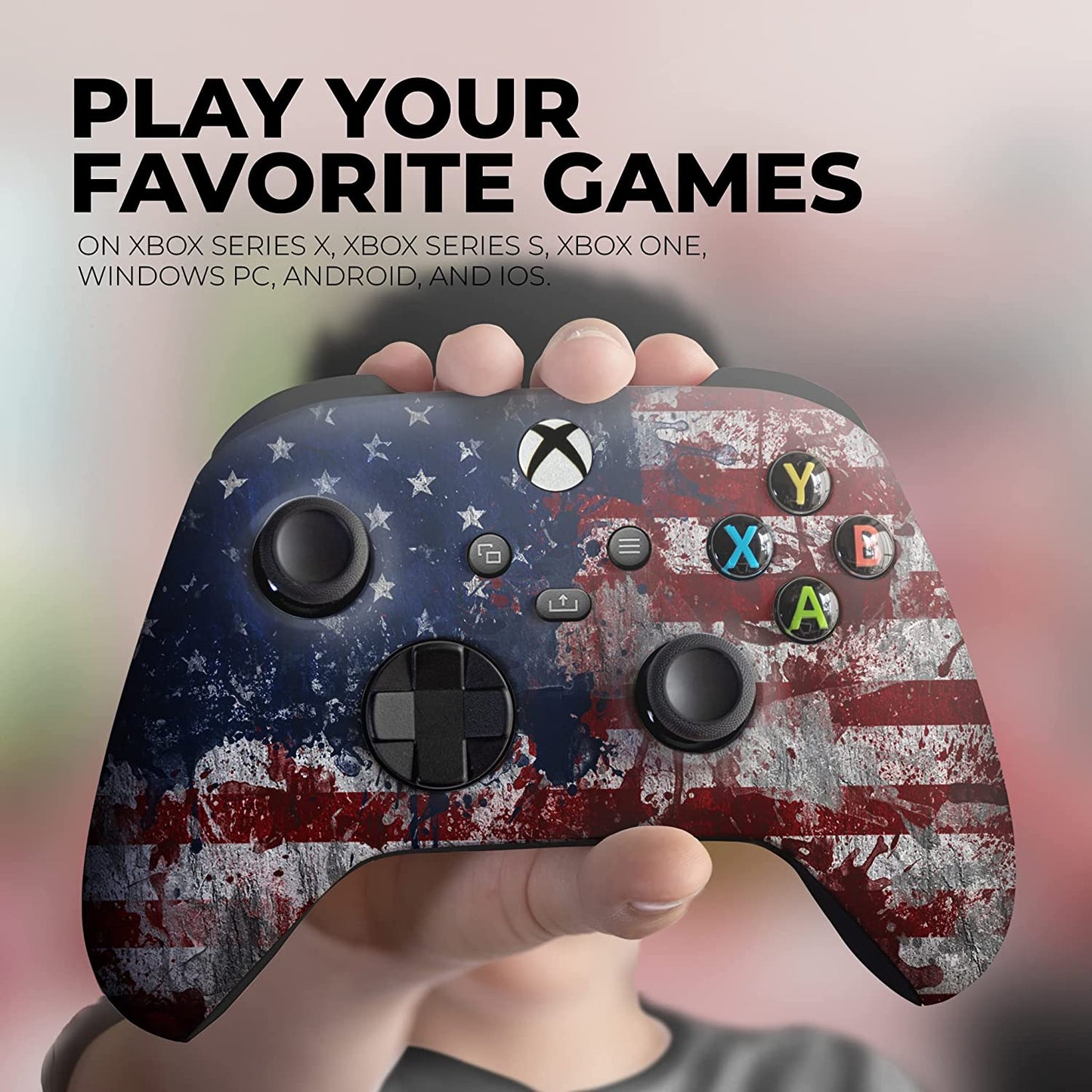 Tattered Flag Custom X-Box Controller Wireless Compatible with X-Box One/X-Box Series X/S by  | Proudly Customized in USA with Permanent Hydro-Dip Printing (NOT JUST a Skin)