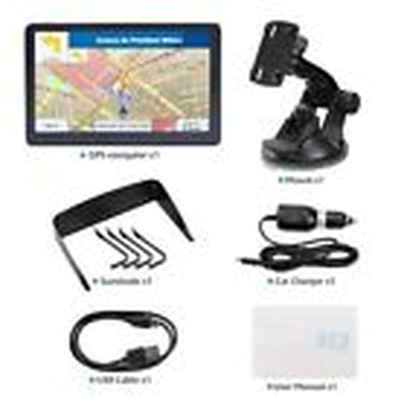 GPS Navigator for Car, Truck GPS 7 Inch Touch Screen, Latest 2024 Maps Black