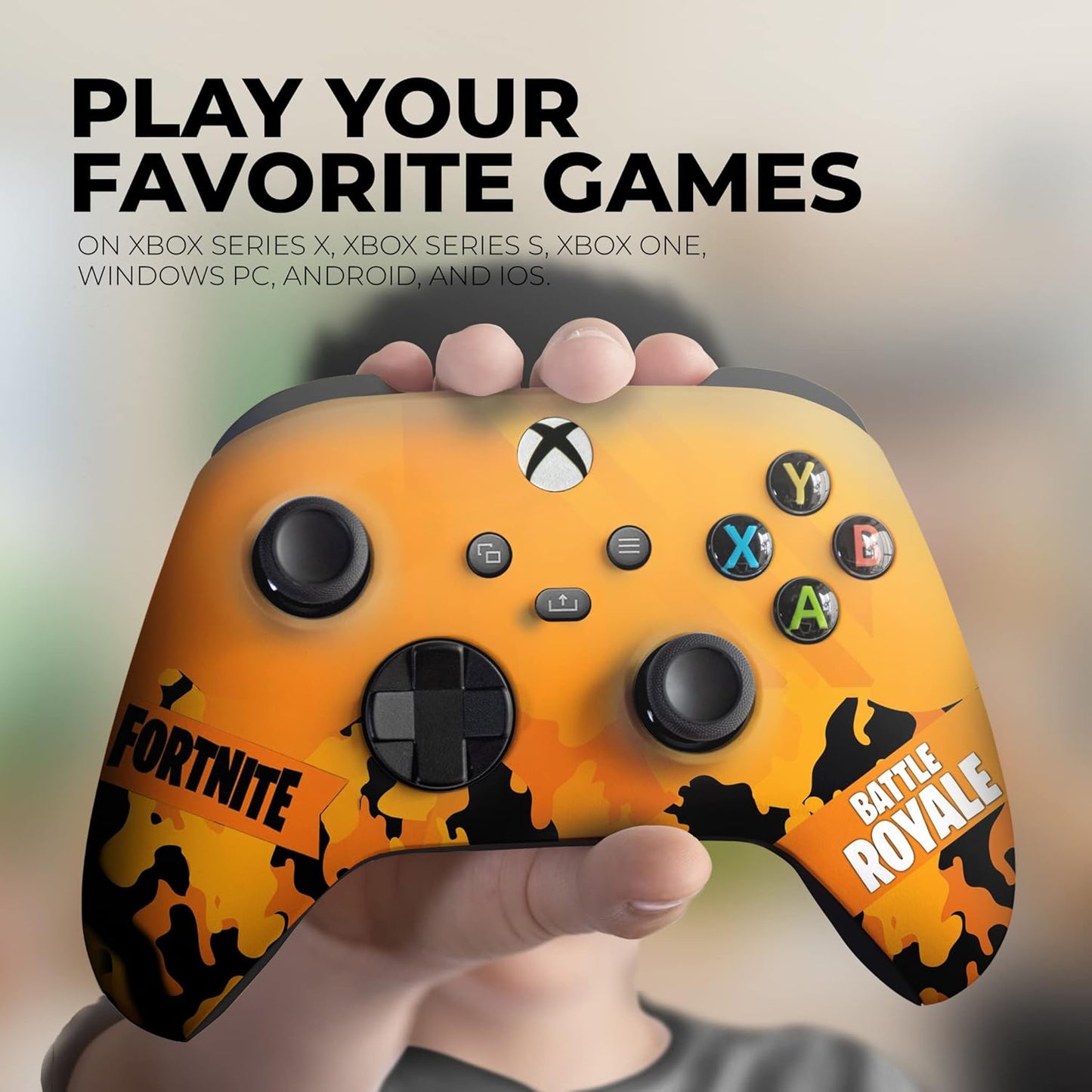 Fortnight Yellow Custom X-Box Controller Wireless Compatible with X-Box One/X-Box Series X/S Proudly Customized in USA with Permanent HYDRO-DIP Printing (NOT JUST a SKIN)