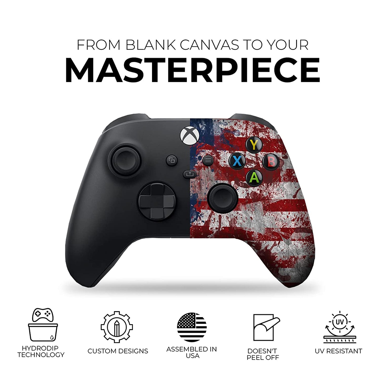 Tattered Flag Custom X-Box Controller Wireless Compatible with X-Box One/X-Box Series X/S by  | Proudly Customized in USA with Permanent Hydro-Dip Printing (NOT JUST a Skin)